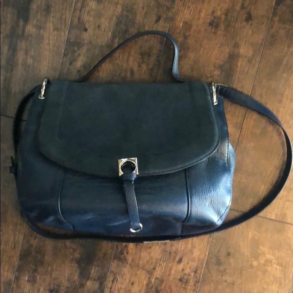 Ivanka leather and suede satchel